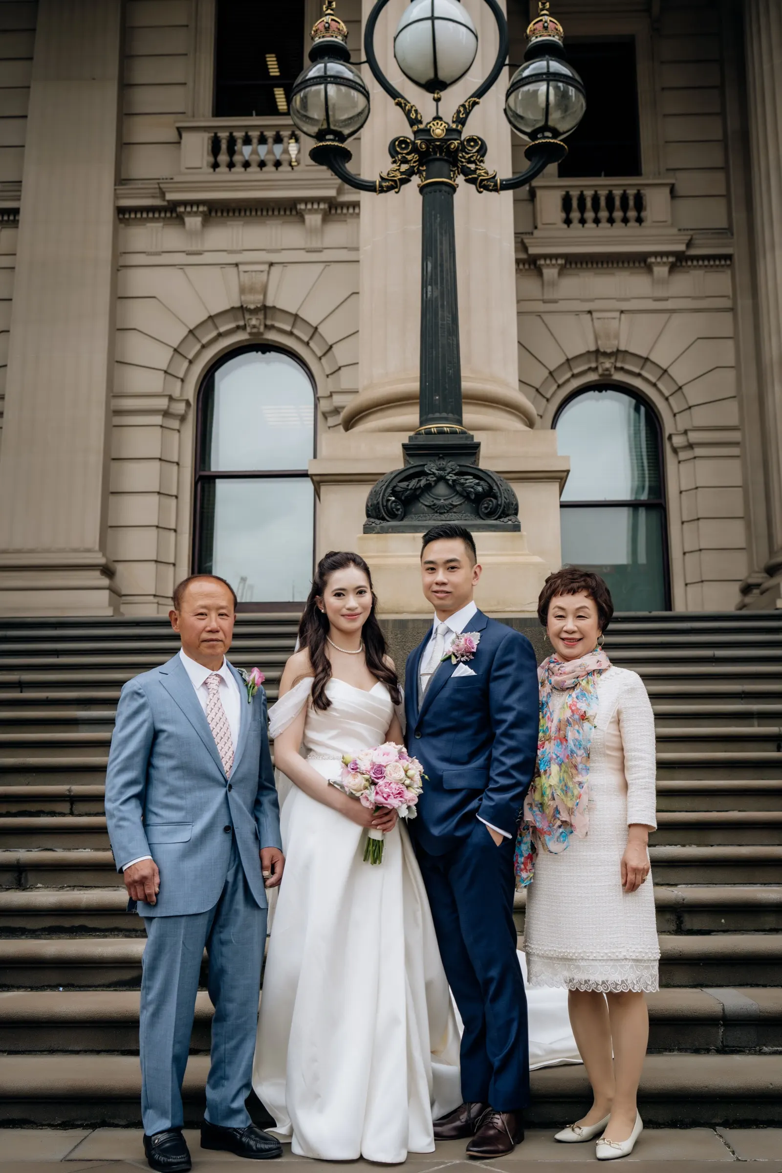 Wedding day portrait at Parliament House, Melbourne