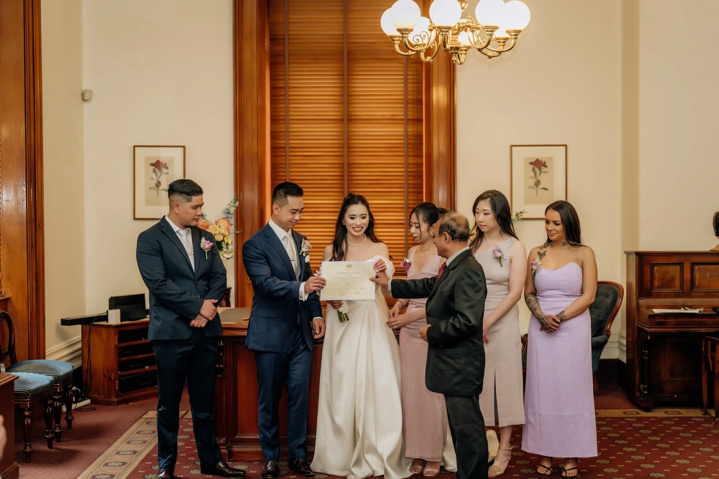 Wedding portrait against the Royal Exhibition Building