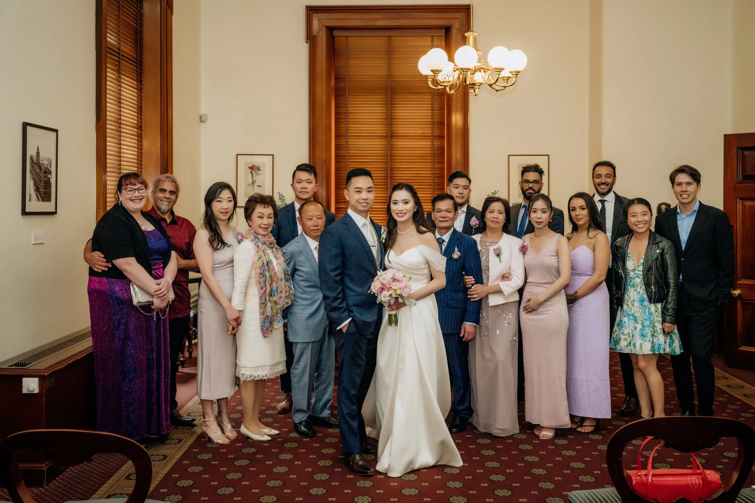 Golden-hour wedding portrait, Royal Exhibition Building