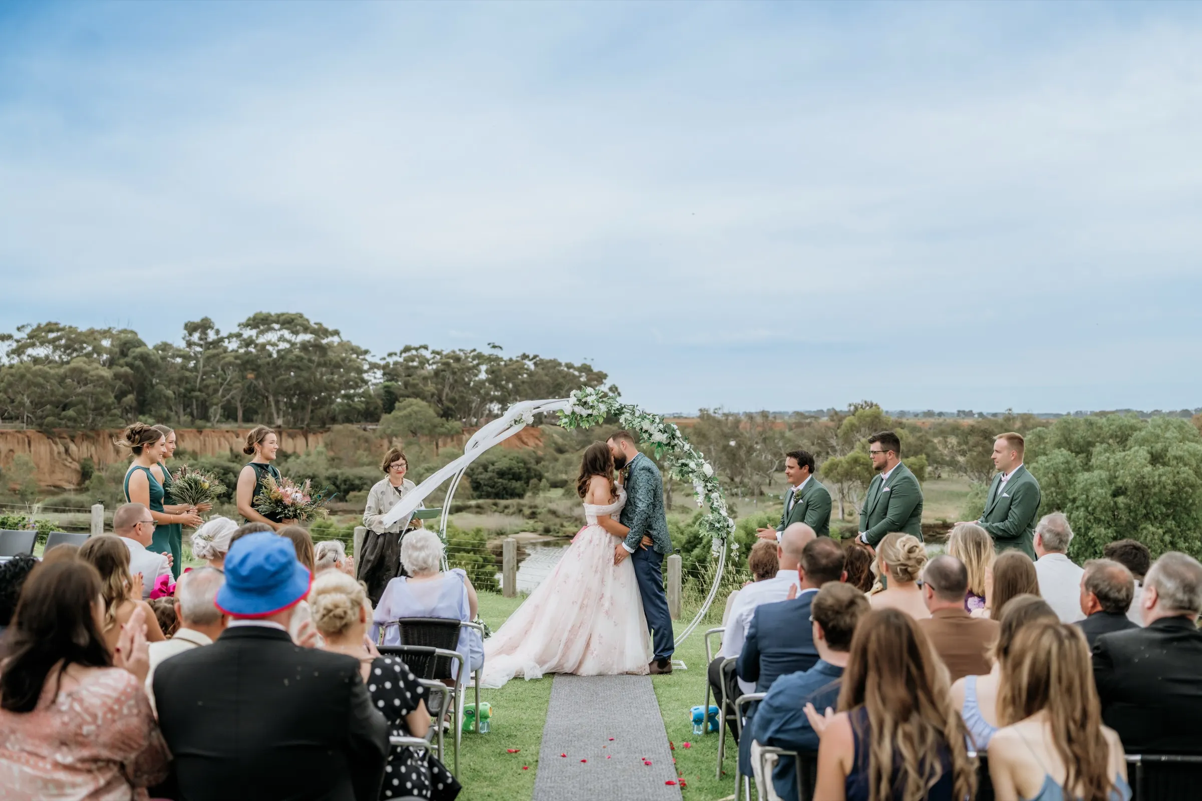 Guests arriving at The Views Werribee for Jordy and Nic's wedding